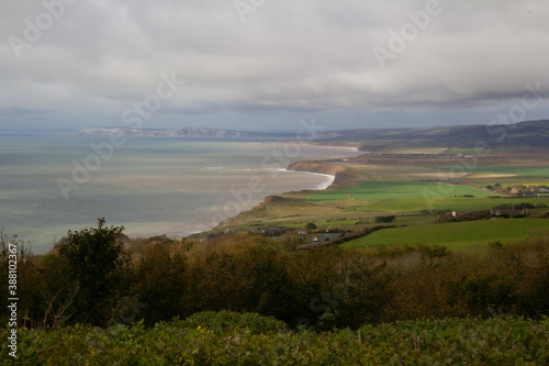 The view of West Wight from the Blackgang Viewpoint near Chale, Isle of Wight, England.