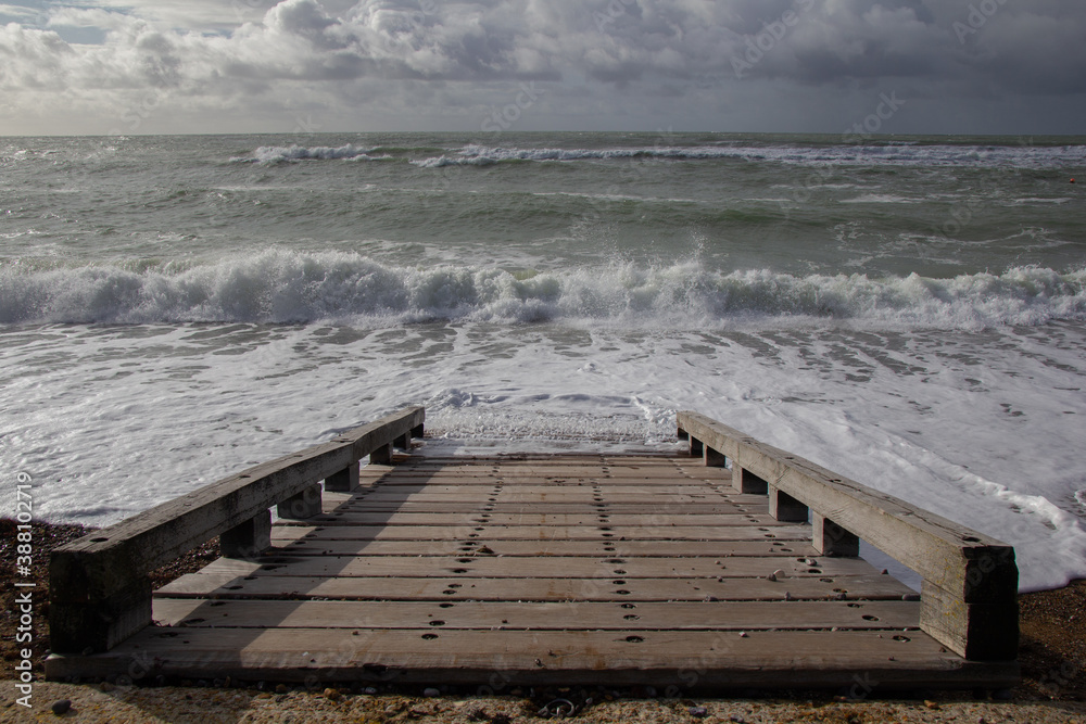 Obraz premium A slipway at Freshwater Bay, Isle of Wight, England