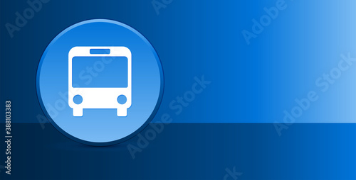 Bus icon glassy modern blue button abstract background