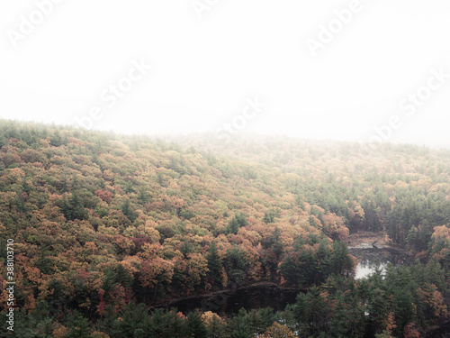 A rainy fall day on the Crow Hill Ledges in Leominster Massachusetts photo