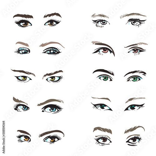 Eyes set vector collection. Look and Vision  cosmetic and beauty.