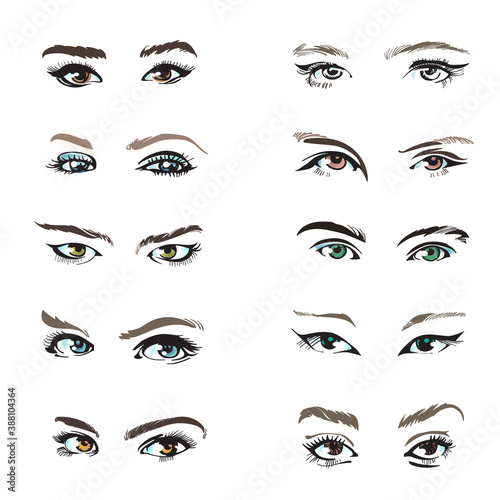 Eyes set vector collection. Look and Vision, cosmetic and beauty.
