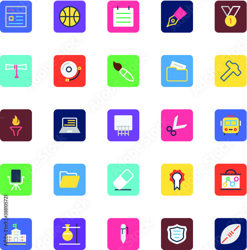 
School and Education Colored Vector Icons 
