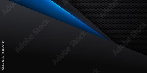 Black blue abstract technology metallic presentation background with light blue stripes. Suit for social media post stories and presentation template.