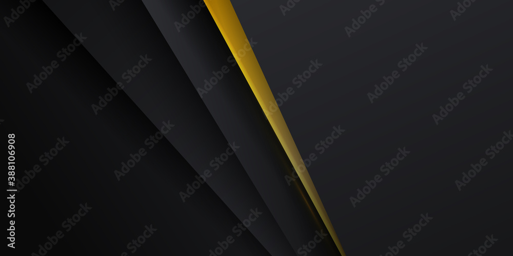 Black yellow abstract presentation background with triangle geometric 3D layers
