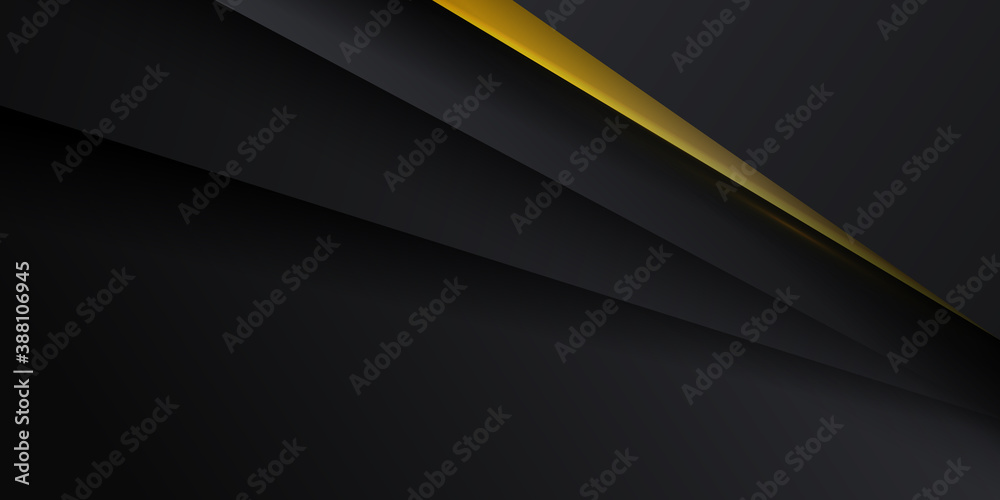 Black yellow abstract presentation background with triangle geometric 3D layers
