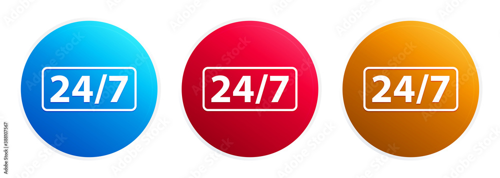 24/7 icon premium trendy round button set 24/7 icon premium trendy round button set