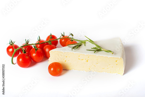 Brie cheese isolated on white background
