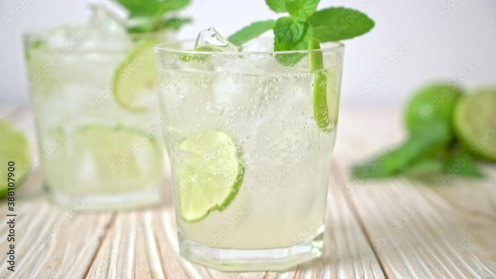iced lime soda with mint - refreshing drink iced lime soda with mint - refreshing drink