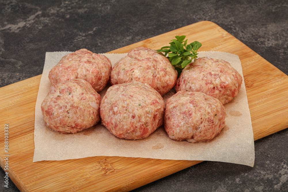 Raw turkey meatball for cooking Raw turkey meatball for cooking