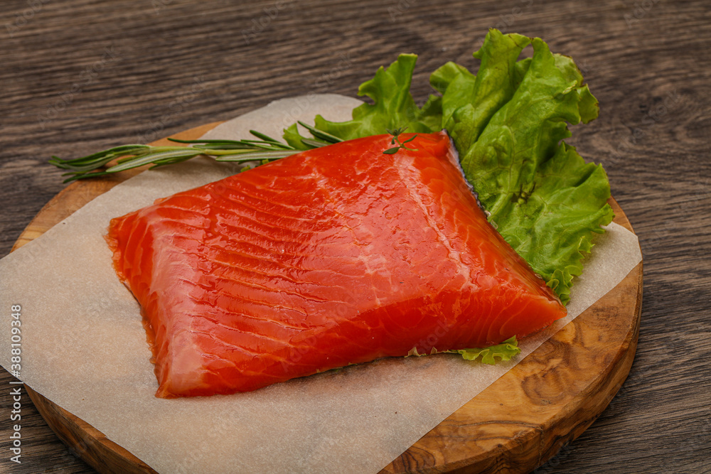 Salmon piece steak served rosemary Salmon piece steak served rosemary
