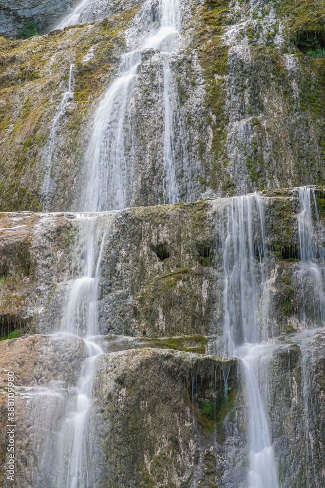 Bonlieu, France - 09 02 2020: Lake District - The Hedgehog waterfalls