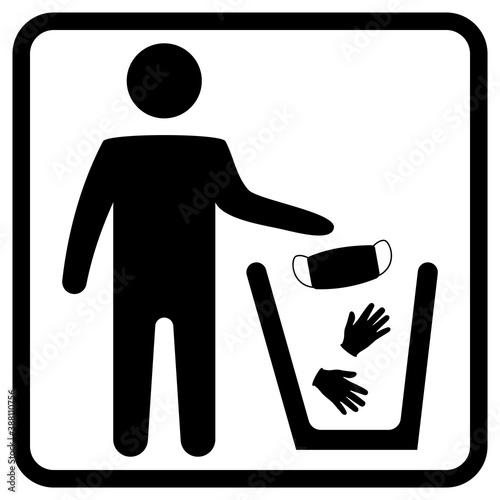 Dispose mask and gloves. Properly dispose the used surgical mask into the Biohazard waste bin. Infectious disease control. Disposal of medical supplies. Vector