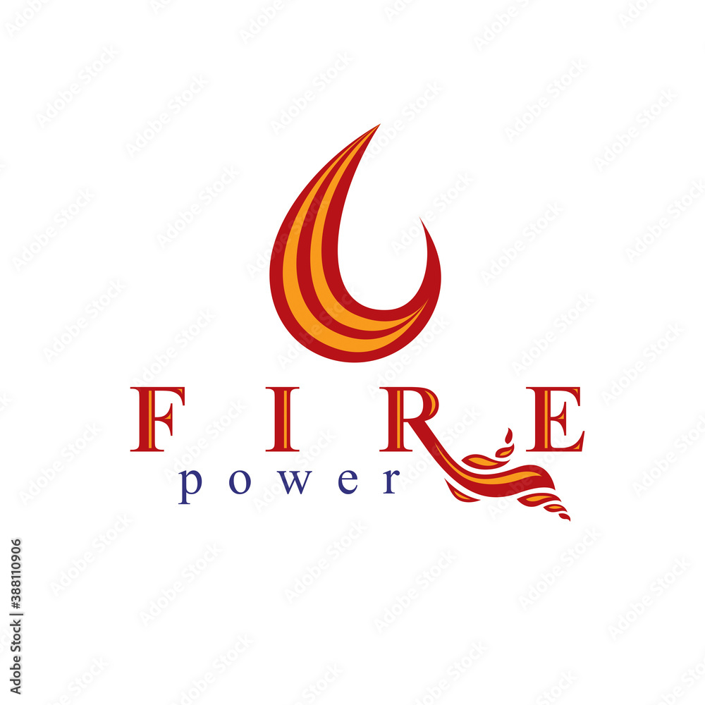 The power of burning fire, nature element vector logo for use in petrol and gas advertising.