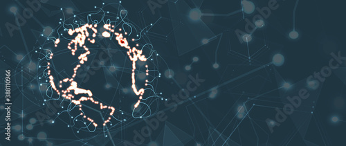Neural network concept. Connected cells with links. High technology process. Abstract background