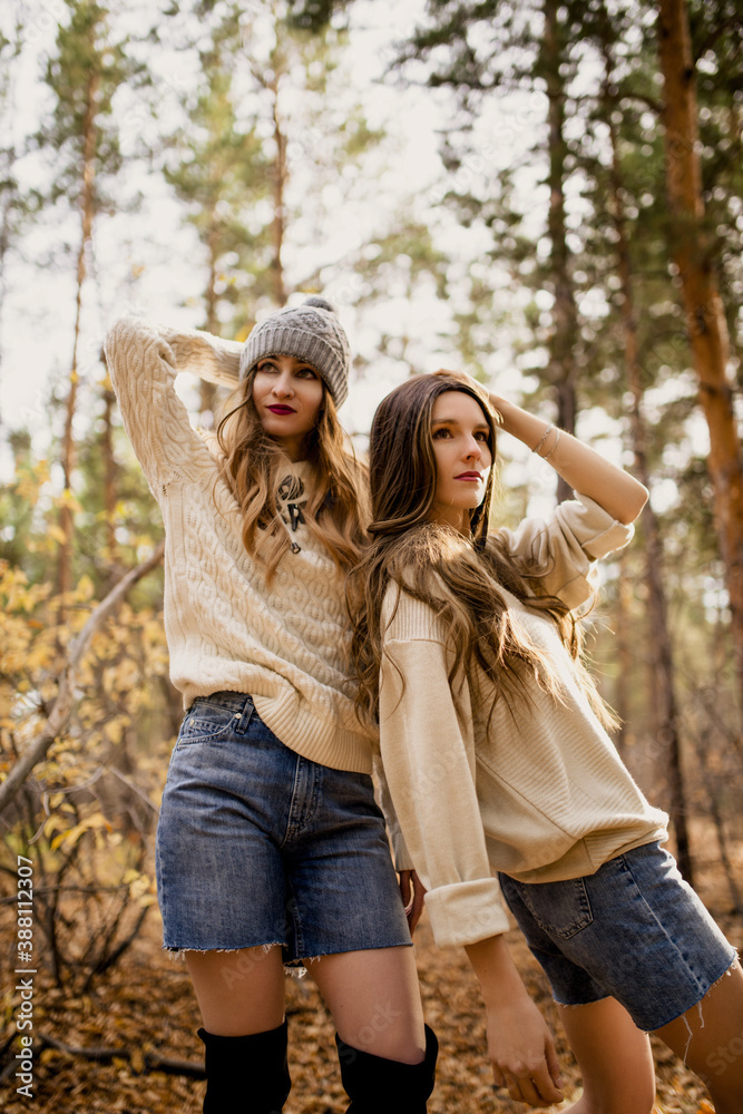 a couple of very beautiful Russian girls in the autumn forest a couple of very beautiful Russian girls in the autumn forest