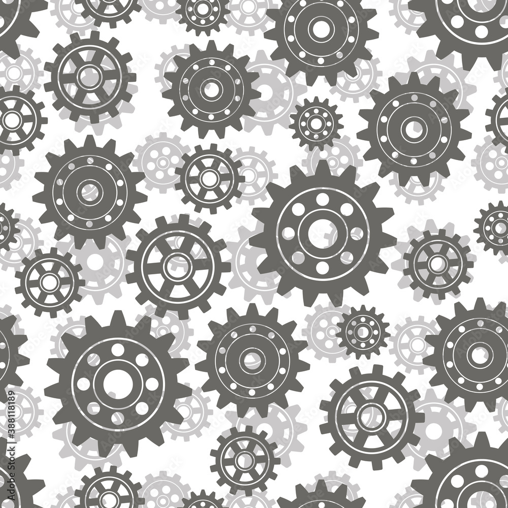 Gears seamless pattern. Vector drawing of factory gear wheels. Mechanical gear. The image of the gear. Gears seamless pattern. Vector drawing of factory gear wheels. Mechanical gear. The image of the gear.