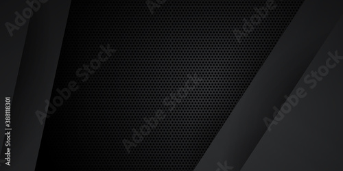 Dark black abstract dynamic triangles background. Vector illustration design for business presentation, banner, cover, web, flyer, card, poster, game, texture, slide, magazine, and powerpoint. 