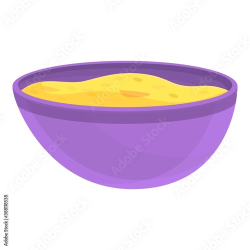 Muesli bowl icon. Cartoon of muesli bowl vector icon for web design isolated on white background