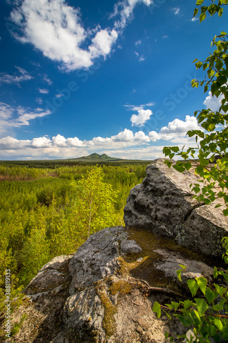 View on Bezdez castle from a rock plateau near Branzez lake