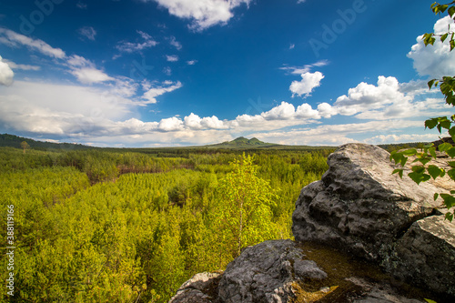 View on Bezdez castle from a rock plateau near Branzez lake