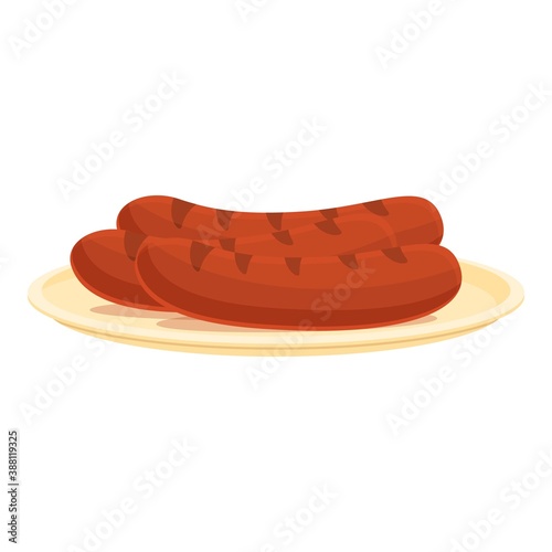 Breakfast grilled sausage icon. Cartoon of breakfast grilled sausage vector icon for web design isolated on white background