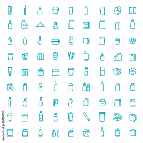 Packaging, icons set. For packaging products and materials, vector line illustration