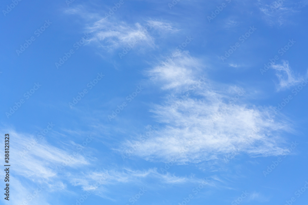 Blue sky with beautiful wispy clouds. 