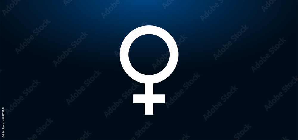 Female symbol icon crystal blue banner background Female symbol icon crystal blue banner background