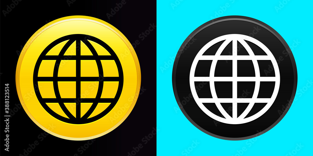 World icon flat exclusive button set World icon flat exclusive button set