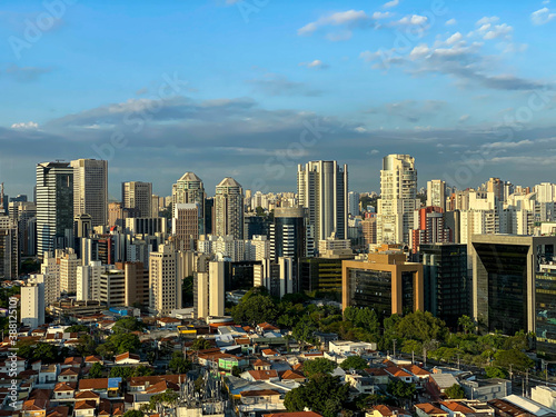 Big city, building, and blue sky. Sao Paulo city, Brazil.