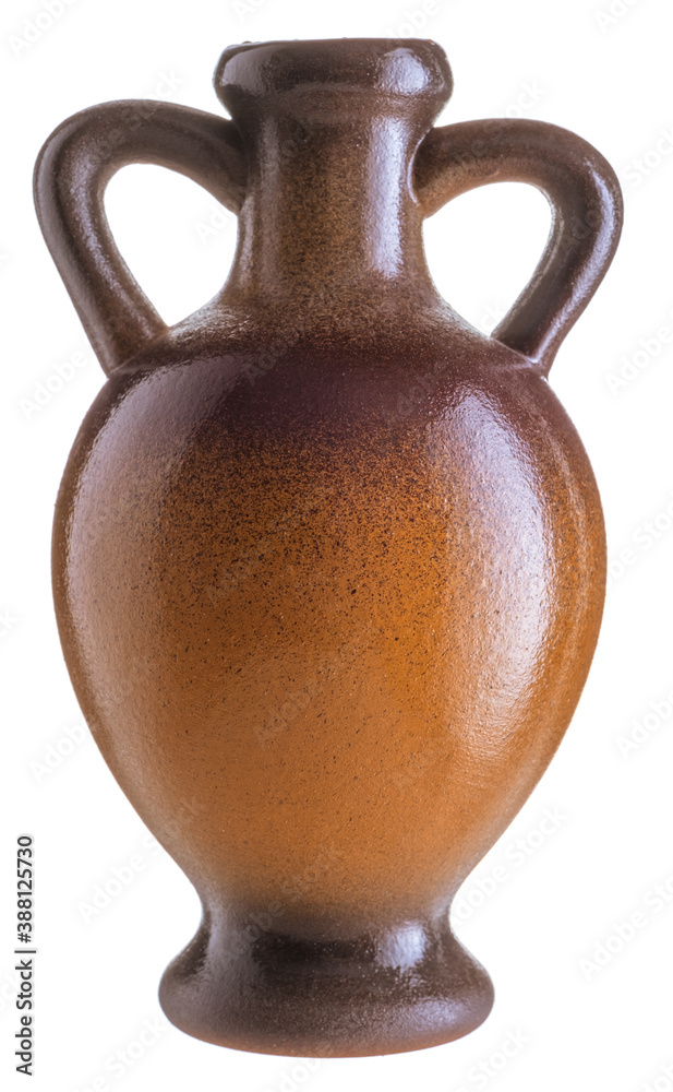Clay pot, amphora, handmade isolate on a white background