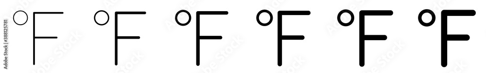 Degree Fahrenheit Icon Set | Degree Fahrenheit Vector Logo | °F Isolated Collection Degree Fahrenheit Icon Set | Degree Fahrenheit Vector Logo | °F Isolated Collection
