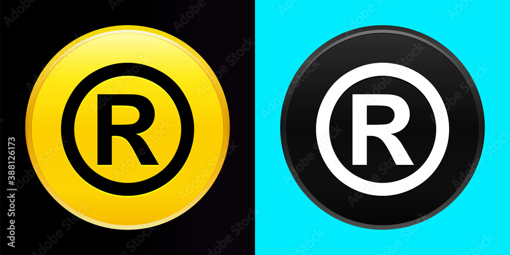 Registered symbol icon flat exclusive button set Registered symbol icon flat exclusive button set