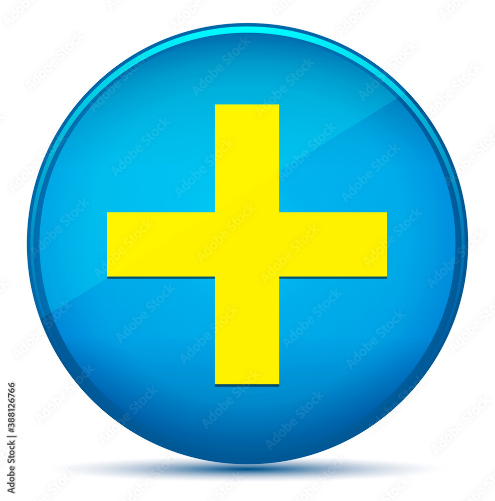 Plus icon modern flat cyan blue round button Plus icon modern flat cyan blue round button