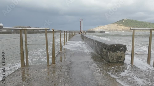 Boardwalk completely empty on a rainy autumn day