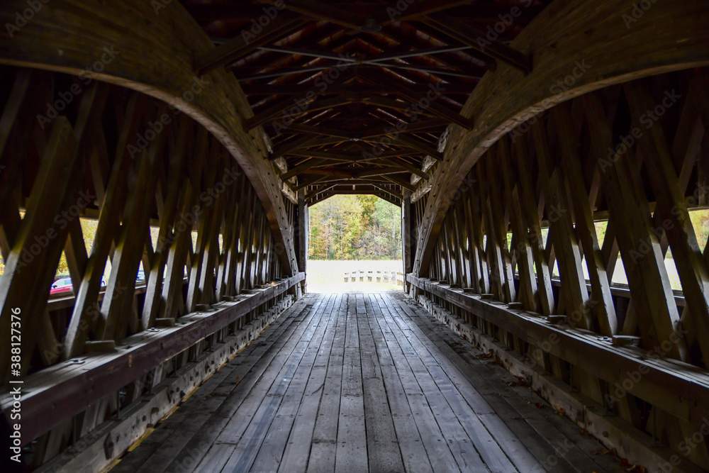 Historic wooden covered bridge 