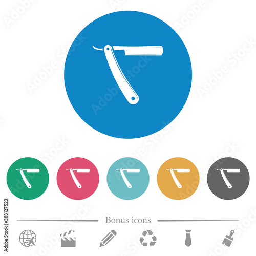 Straight razor flat round icons photo