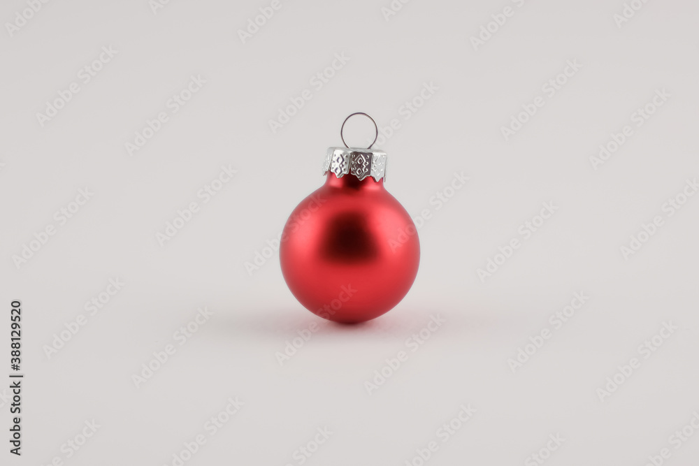Christmas and New Year concept, one little red ball, Christmas decoration with copy space background