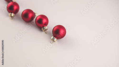 Christmas and New Year concept, little red balls, free space for text