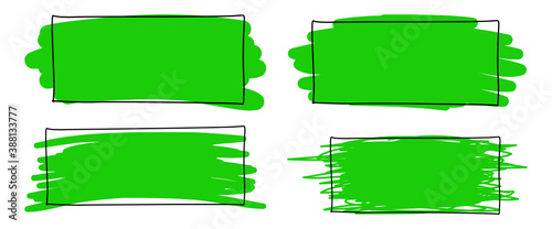 Set of green hand draw vector frame with space for text