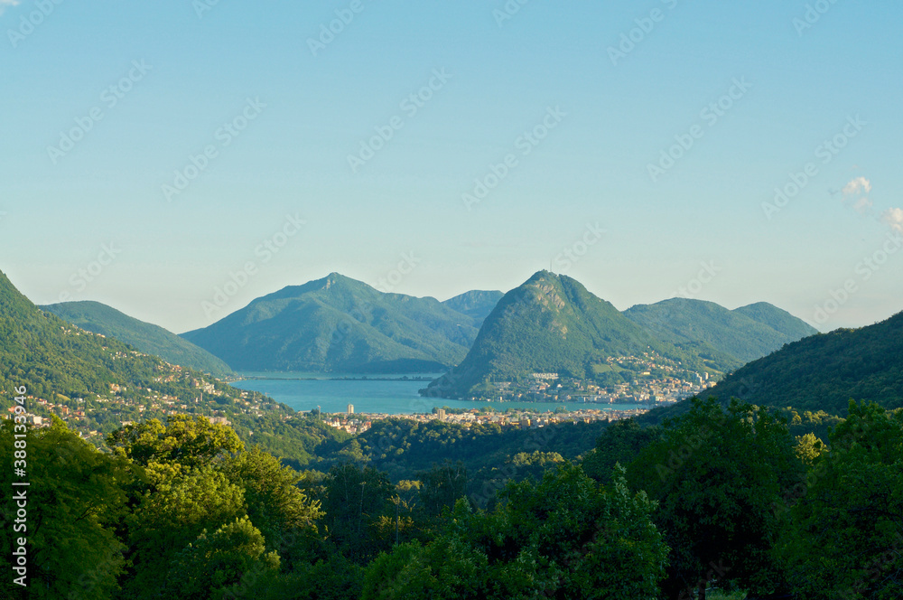 Beautiful panorami view over Lugano region