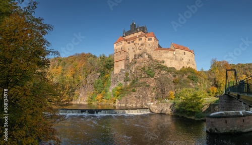 River Zschopau and Castle Kriebstein  Germany