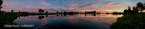 beautiful sunrise on the autumn lake