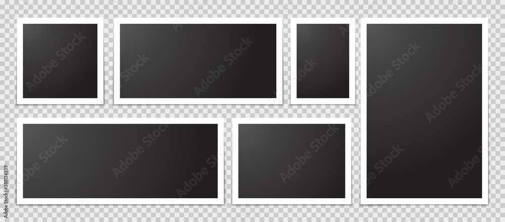 Set of blank photo polaroid frames, isolated on transparent background. Set of blank photo polaroid frames, isolated on transparent background.