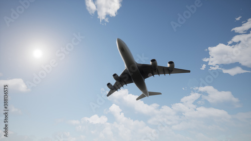 A Plane Flying In The Sky, 3d rendering