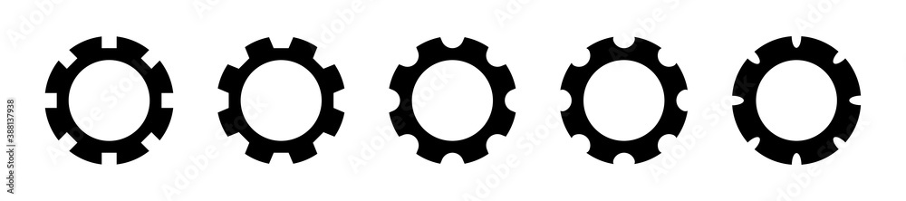 Cogwheel collection on white background. Isolated gear mechanism icons. Clock engine symbol in black. Cog wheel progress for business teamwork. Machine work. Vector EPS 10. Cogwheel collection on white background. Isolated gear mechanism icons. Clock engine symbol in black. Cog wheel progress for business teamwork. Machine work. Vector EPS 10.