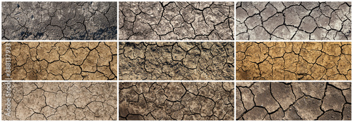 Фотография Cracked dried soil texture set