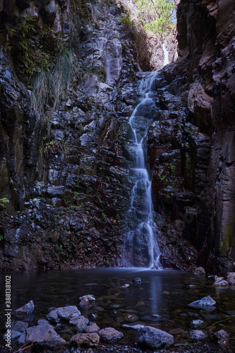 Long exposure of a waterfall in Valle Gran Rey  La Gomera. Waterfall on the canary islands.