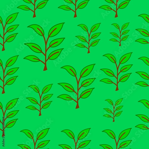 Wallpaper Mural Seamless pattern green small tree Torontodigital.ca